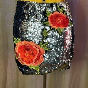 Sequin Rose Mini Skirt